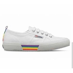 Superga womens 7.5 white pride casual sneaker model 2750 rainbow limited edition